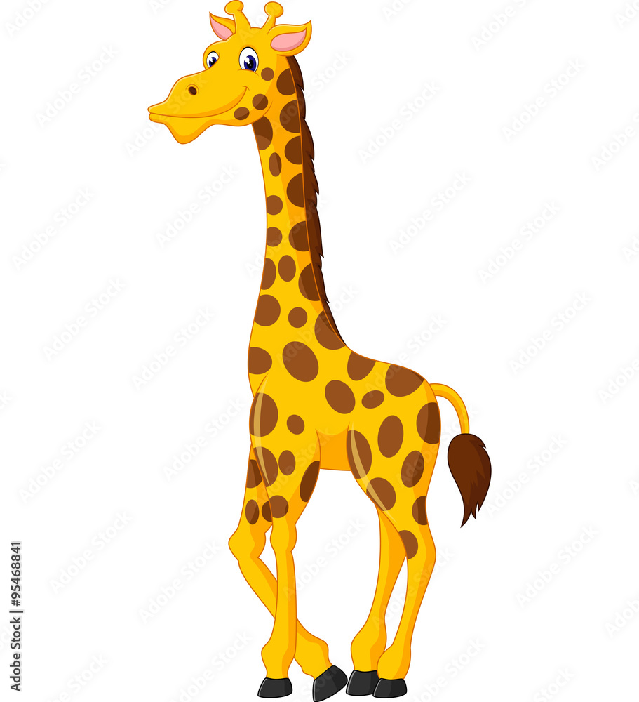 Naklejka premium Ładny żyrafa kreskówka ilustracji