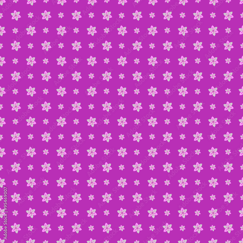 Seamless vector pattern. Background with elements of flowers over violet backdrop Seamless vector pattern. Background with elements of flowers over violet backdrop