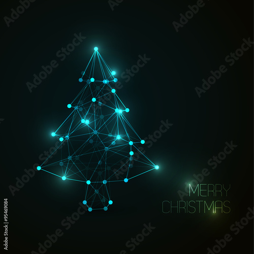 Vector low poly christmas treepoly art)