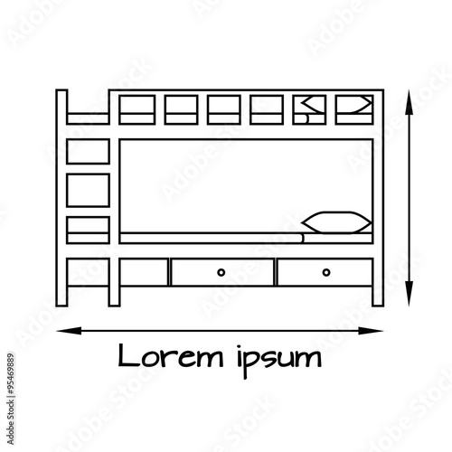 Side View flat illustration of bunk bed