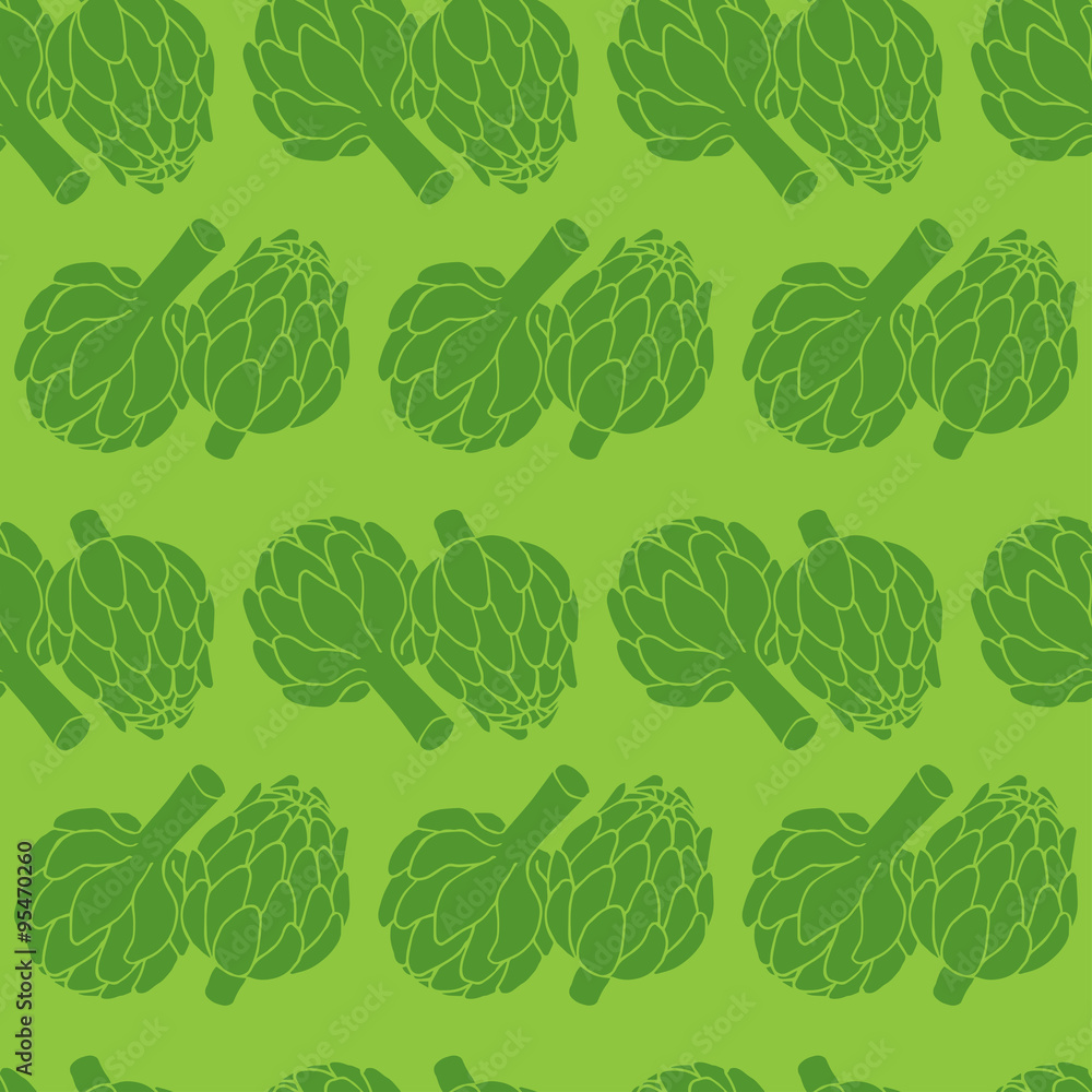 Fototapeta premium doodle illustration of artichoke seamless pattern