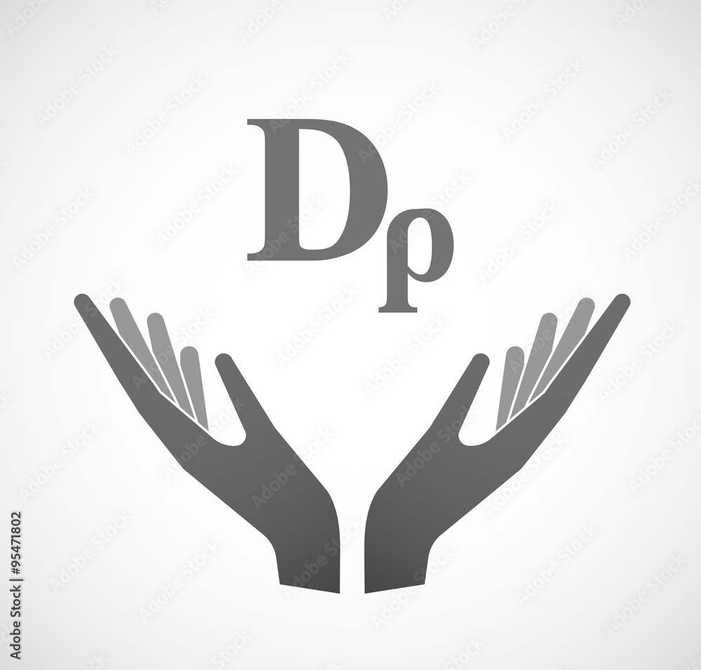 Two vector hands offering a drachma currency sign