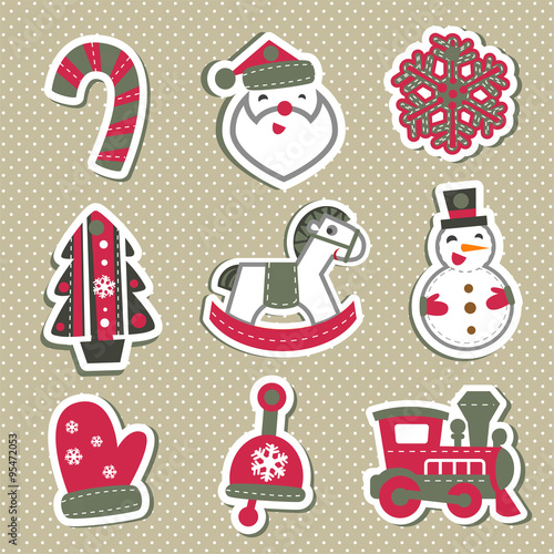 Fototapeta Naklejka Na Ścianę i Meble -  Vector Christmas tags or stickers for gifts. 