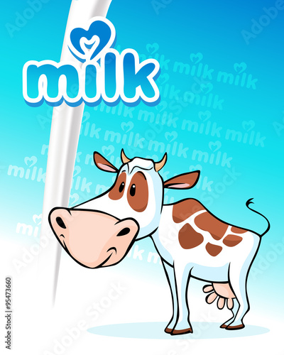 design with cow an milk - vector illustration
