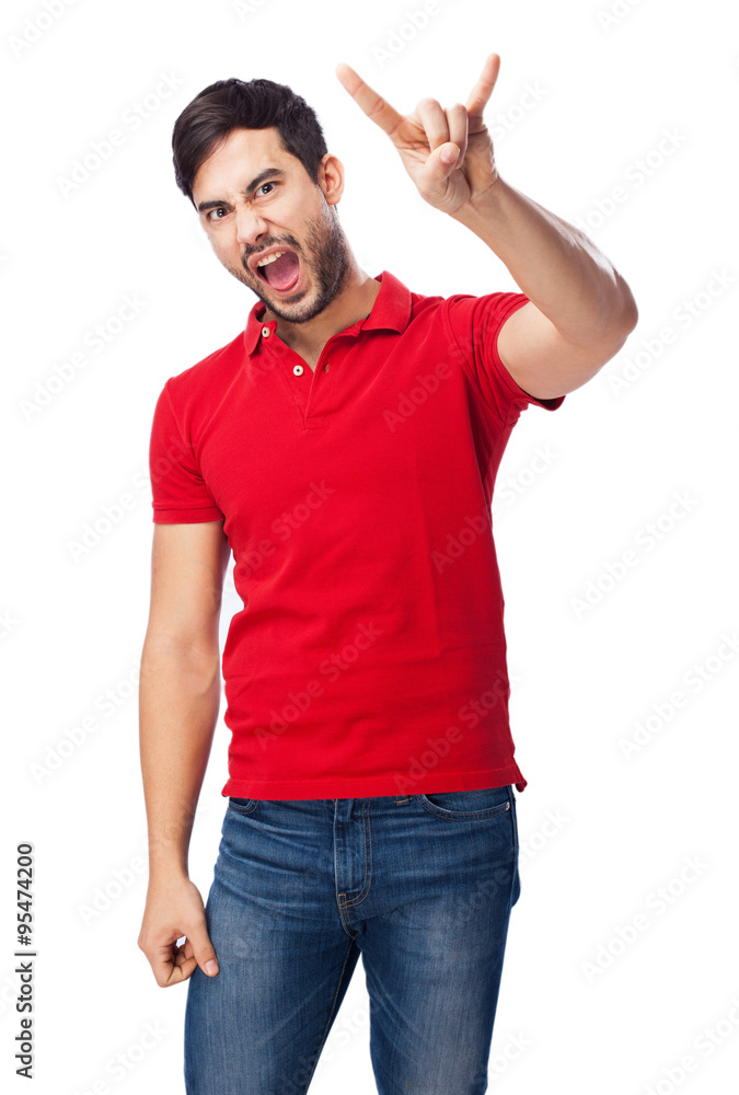 chinese man doing a rock gesture