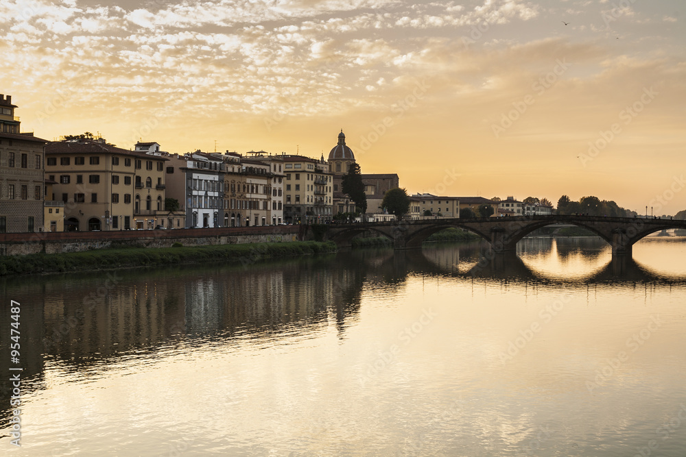 Arno river sunset, Florence, Italy