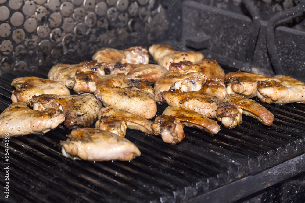 Wings Grill cooked on the grill in the restaurant