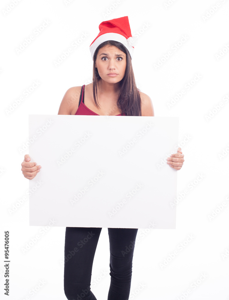 Christmas blank sign woman Christmas blank sign woman