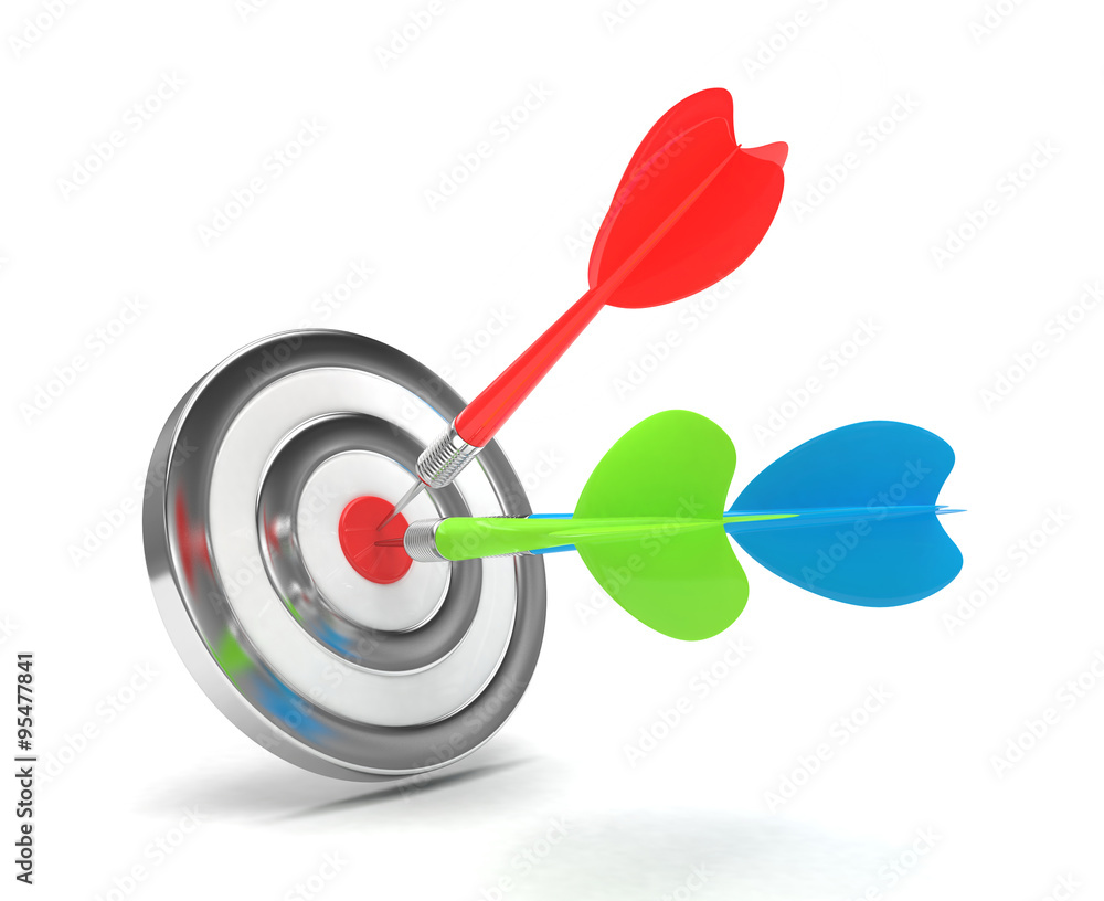 Three multicolor arrows darts in center. Three multicolor arrows darts in center.