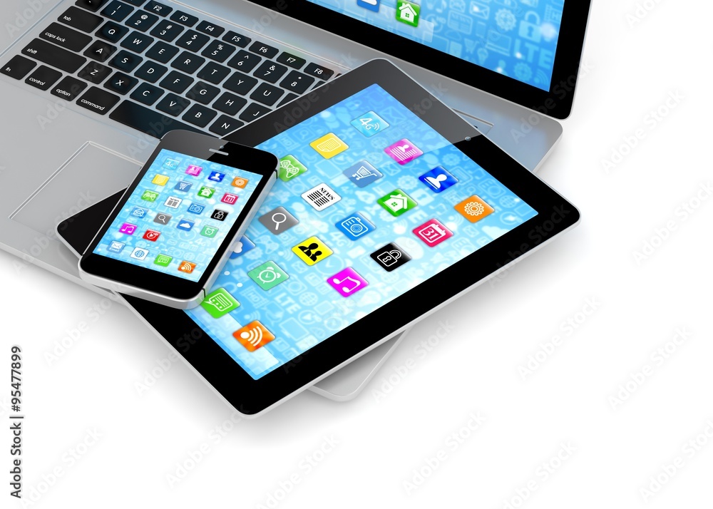 Laptop, phone and tablet pc. Laptop, phone and tablet pc.