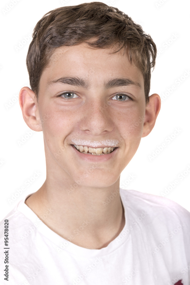 Obraz premium Teenage Boy With Milk Moustache