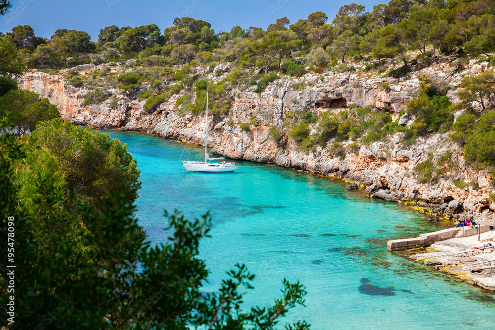 the yacht in azure sea, Mallorca
