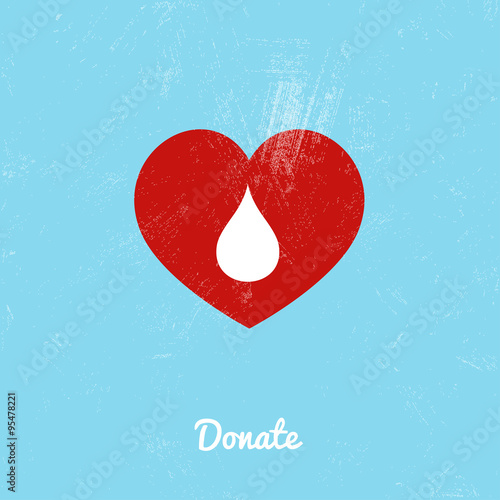 Donate blood bag on blue background. Vector illustration