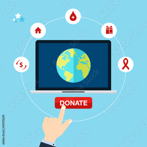 Concept for charity online service. Medical donations, internet
