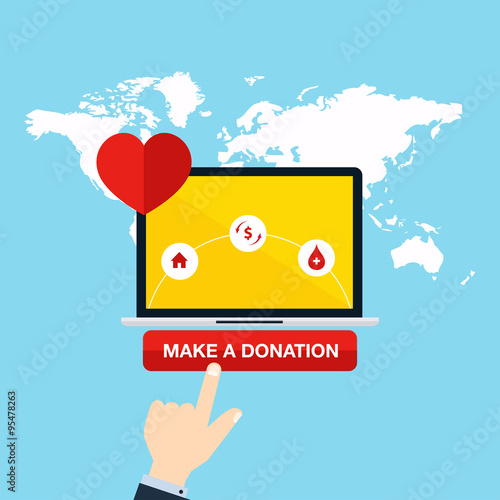 Concept for charity online service. Medical donations, internet