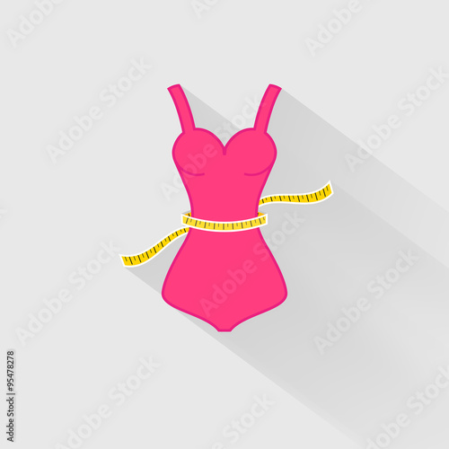 Weight Loss. The measurement of the waist. Vector illustration