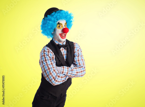 portrait of a funny clown over white