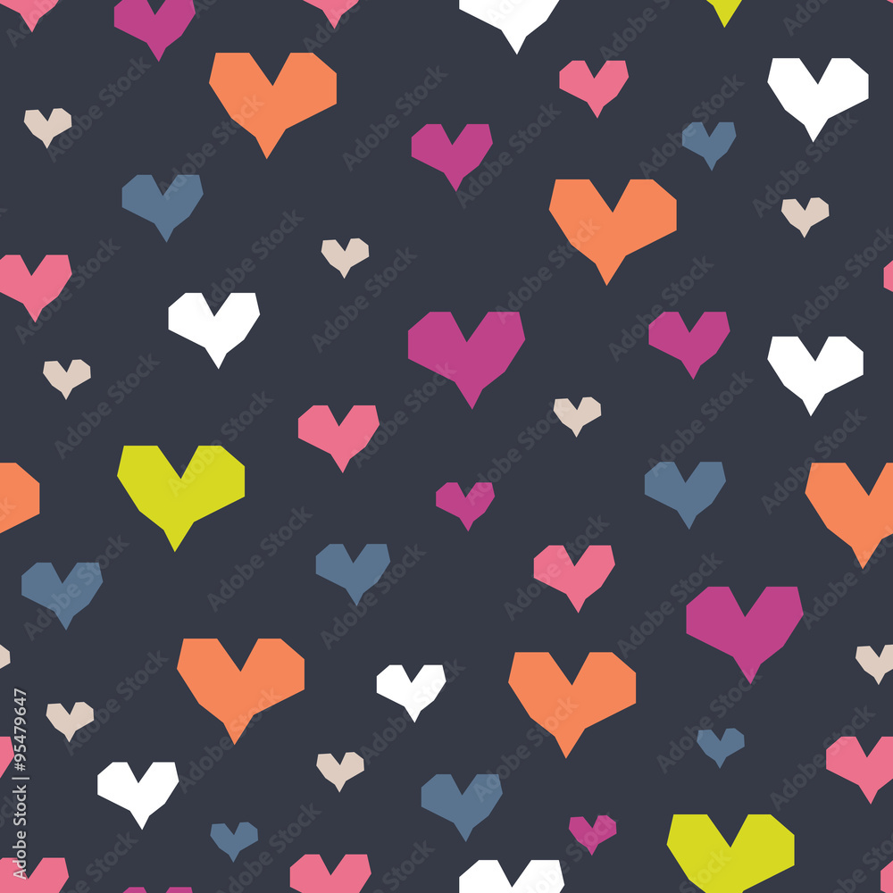 seamless print with colorful hearts 