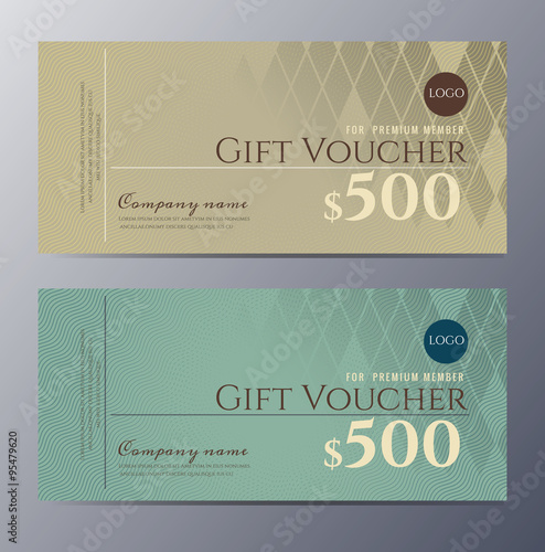 Gift voucher template with colorful pattern
