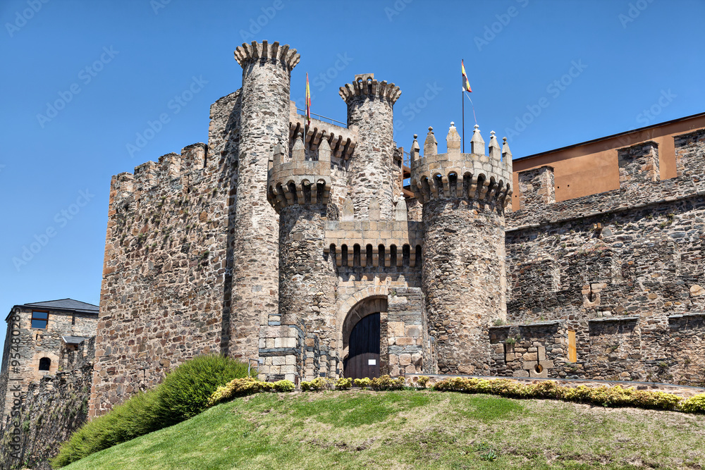 Entrance gate of Templar castle in Ponferrada, Castile and Leon, Spain