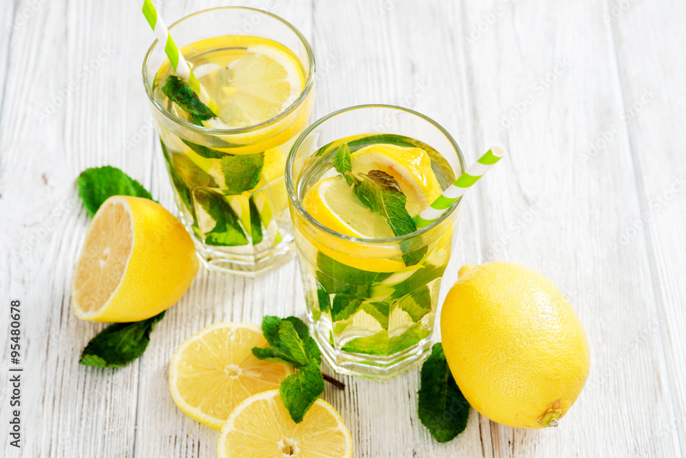 iced tea with lemon, mint and ginger on a wooden background
iced tea with lemon, mint and ginger on a wooden background