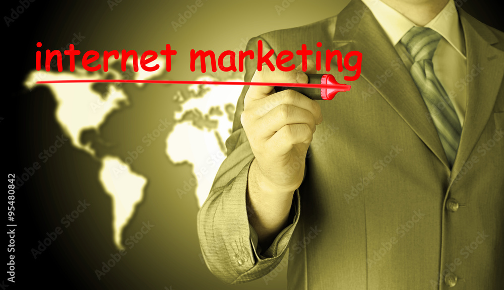 business man writing internet marketing business man writing internet marketing