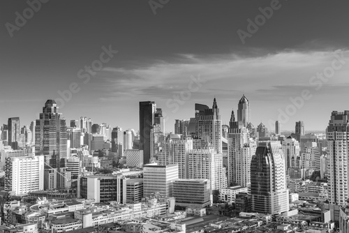Bangkok cityscape black and white style.