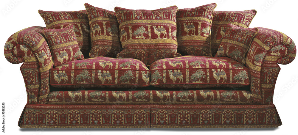 Sofa Couch on White with Egyptian style fabric with camels Stock Photo |  Adobe Stock