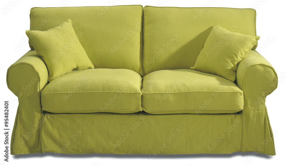 Sofa on white with Loose covers in Lime Green washable fabric Sofa on white with Loose covers in Lime Green washable fabric