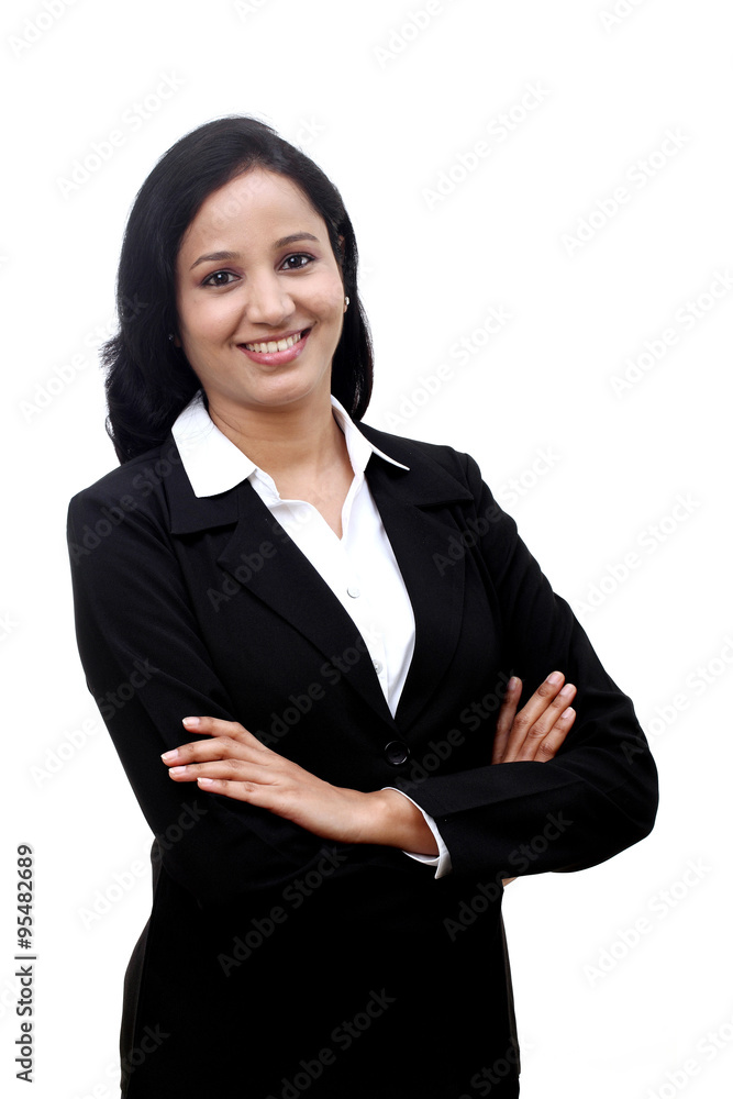 Confident Businesswoman against white background Confident Businesswoman against white background