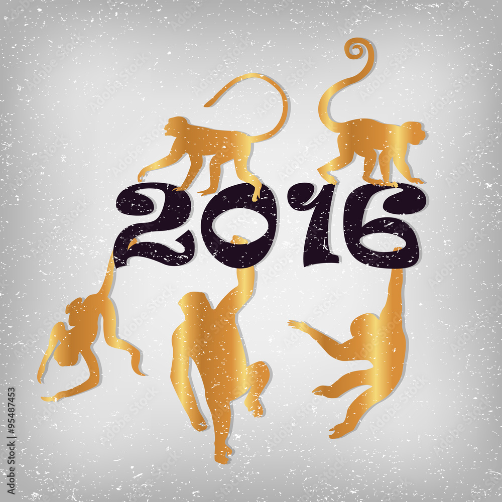 Fototapeta premium golden monkeys silhouette