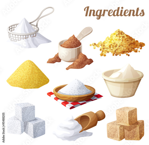 Set of food icons. Ingredients for cooking