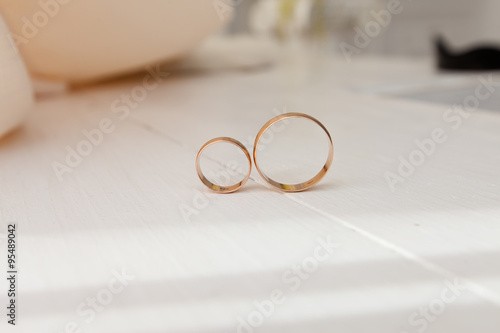 Wedding rings on the table