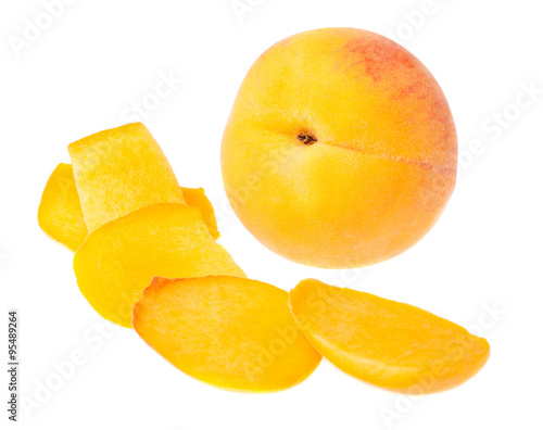 sliced peach isolated on a white background