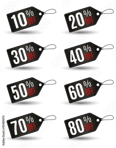 End of year sale savings labels set.