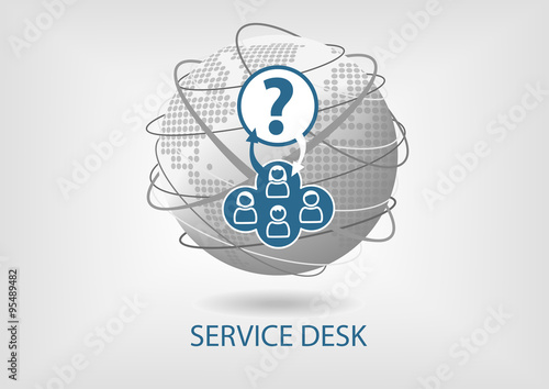 Global service desk concept vector icon