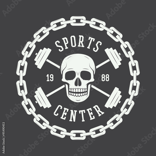 Gym logo in vintage style. Vector illustration.