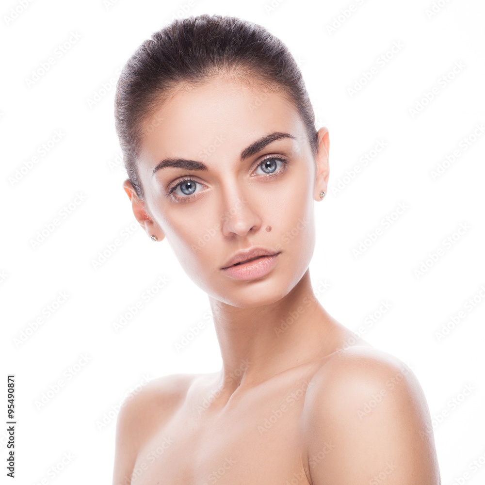 closeup portrait of young adult woman with clean fresh skin closeup portrait of young adult woman with clean fresh skin