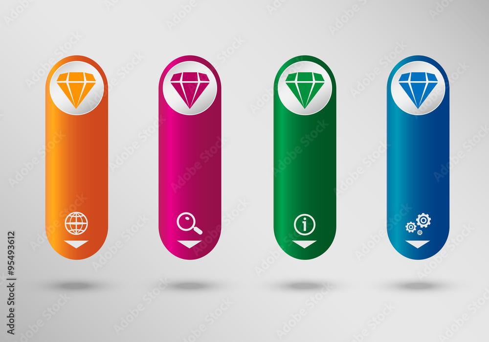 Diamond icon on vertical infographic design template, can be us Diamond icon on vertical infographic design template, can be us