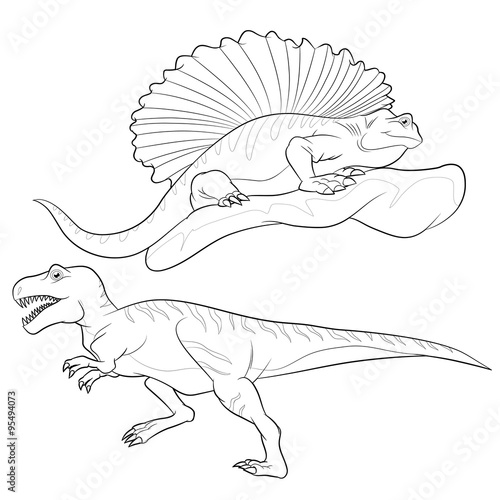 allosaurus-edaphosaurus lineart