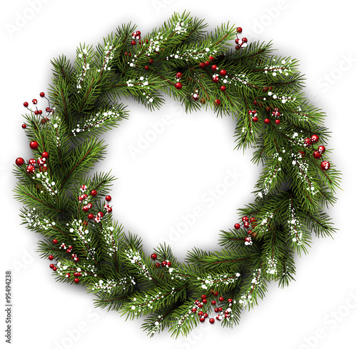 Card with Christmas wreath.