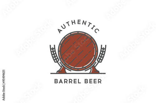 Line beer logo. Authentic barrel beer. Stock vector.