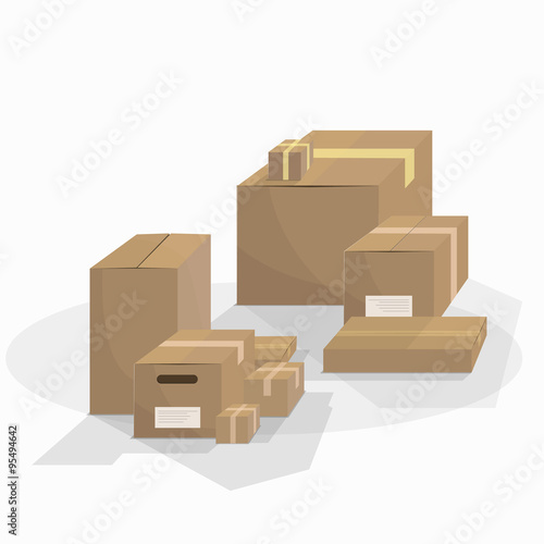 Shipping. Stack boxes shipping packages.
