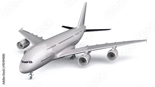 3D Isolated Commercial Plane