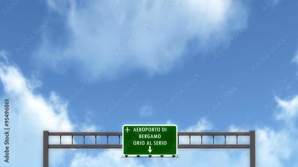 Passing under Bergamo Italy Airport Highway Sign
Passing under Bergamo Italy Airport Highway Sign
