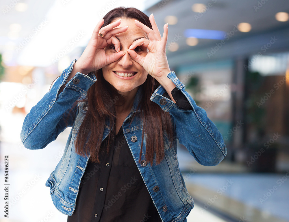 Fototapeta premium woman glasses gesture