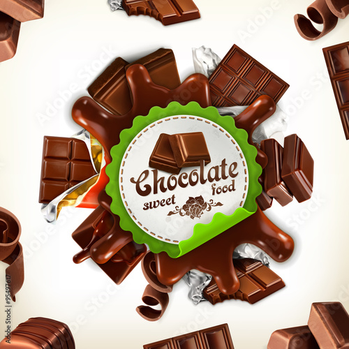 Chocolate, vector label