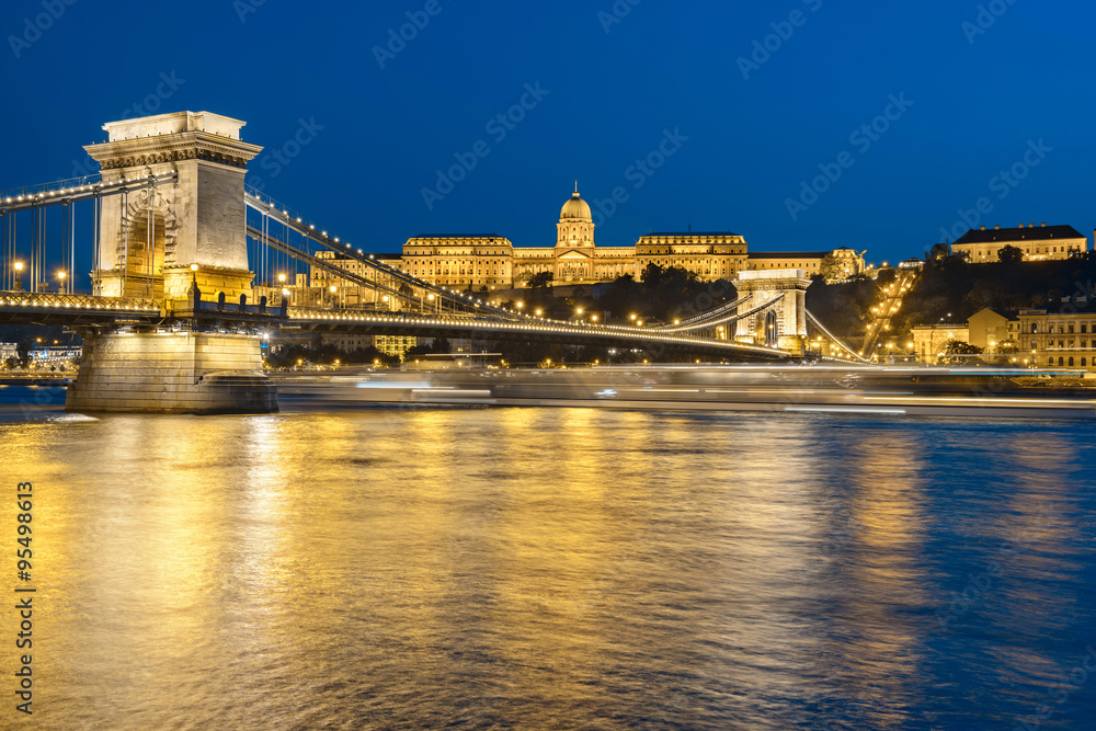 Budapest Castle and famous Chain Bridge in Budapest