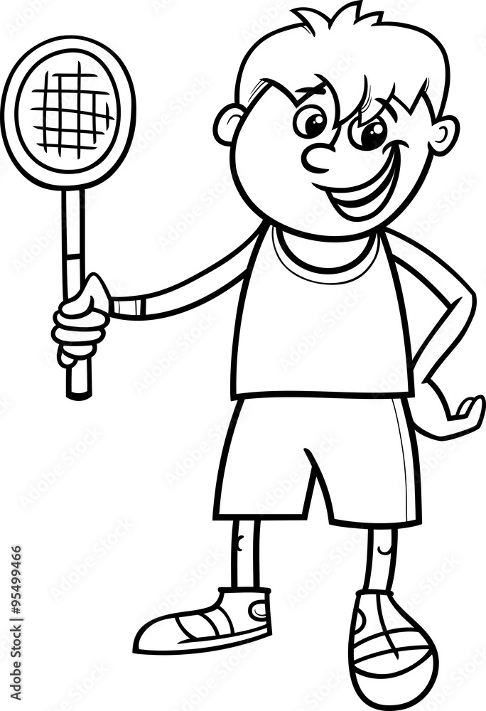 boy with tennis racket coloring page boy with tennis racket coloring page