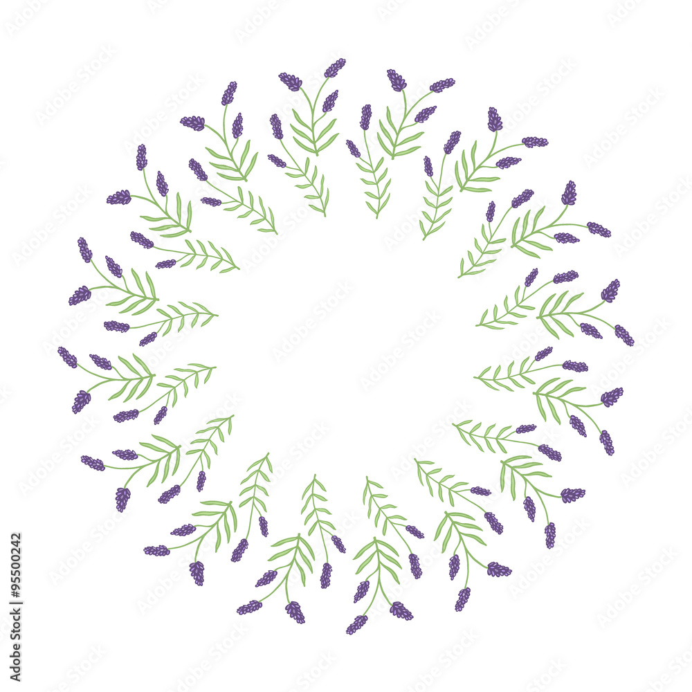 Lavender wreath. Hand drawn decorative element. Doodle drawing Lavender wreath. Hand drawn decorative element. Doodle drawing